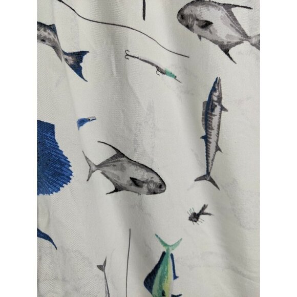 Columbia White Fishing Ocean Fish Button Down Shirt Size Medium - Picture 9 of 11